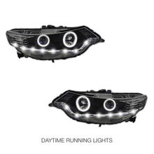 Honda Accord Euro CU (2008 - 2013) Black LED DRL & High Power Angel Eyes Style Projector Headlights LH + RH