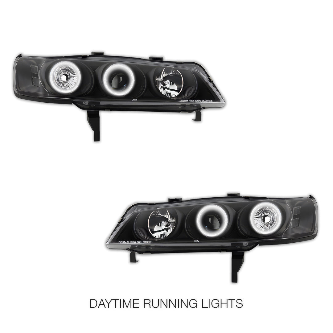 Honda Accord CD (1994 - 1997) Black CCFL Angel Eyes Projector Headlights LH + RH