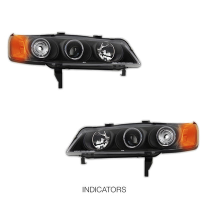 Honda Accord CD (1994 - 1997) Black CCFL Angel Eyes Projector Headlights LH + RH