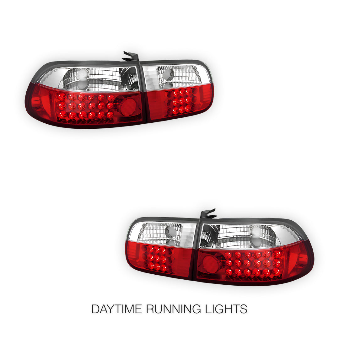 Honda Civic EG (1992 - 1995)  JDM Clear Red LED Tail lights LH + RH