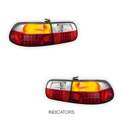 Honda Civic EG (1992 - 1995)  JDM Clear Red LED Tail lights LH + RH