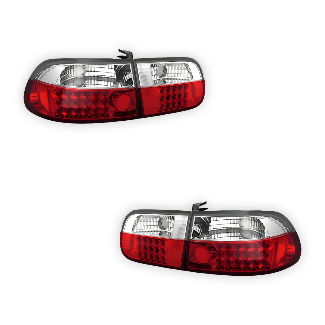Honda Civic EG (1992 - 1995)  JDM Clear Red LED Tail lights LH + RH