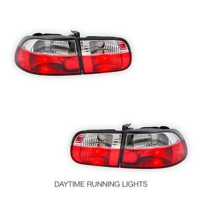 Honda Civic EG (1992 - 1995)  JDM Clear Red Tail lights LH + RH