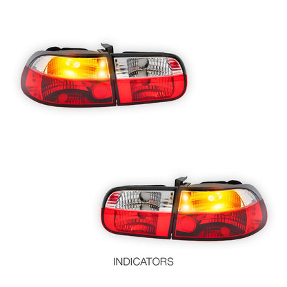 Honda Civic EG (1992 - 1995)  JDM Clear Red Tail lights LH + RH