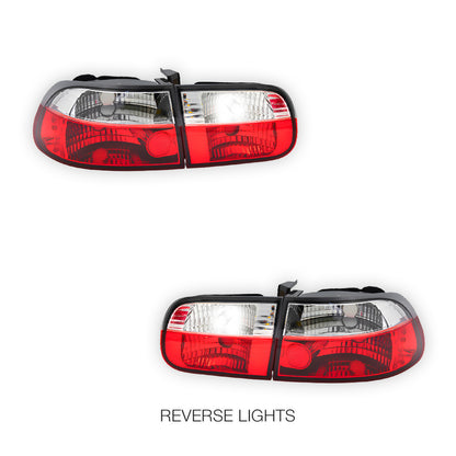 Honda Civic EG (1992 - 1995)  JDM Clear Red Tail lights LH + RH