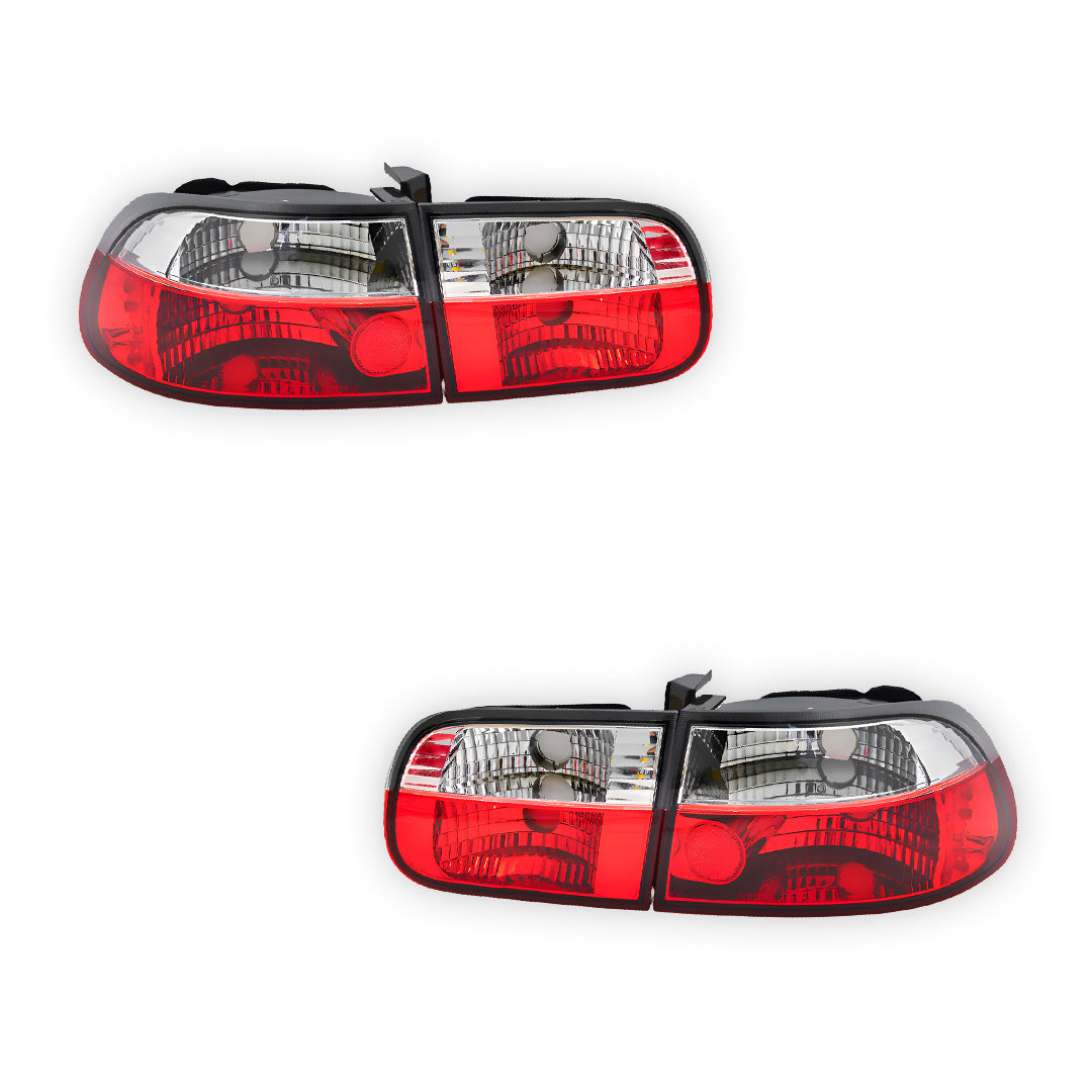 Honda Civic EG (1992 - 1995)  JDM Clear Red Tail lights LH + RH