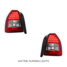 Honda Civic EK Hatchback (1996 - 2000) Premium JDM Clear Red LED Tail Lights LH + RH