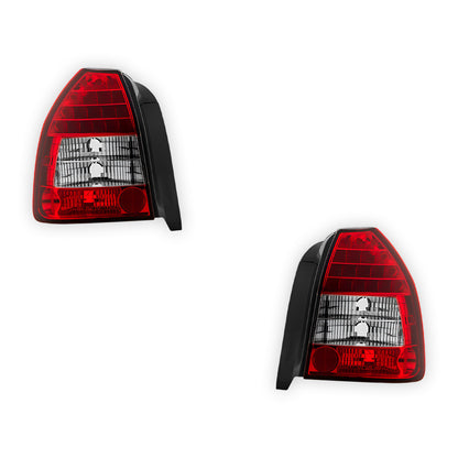 Honda Civic EK Hatchback (1996 - 2000) Premium JDM Clear Red LED Tail Lights LH + RH