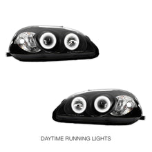 Honda Civic EK (1996 - 1998) Black CCFL Angel Eyes Projector Headlights LH + RH
