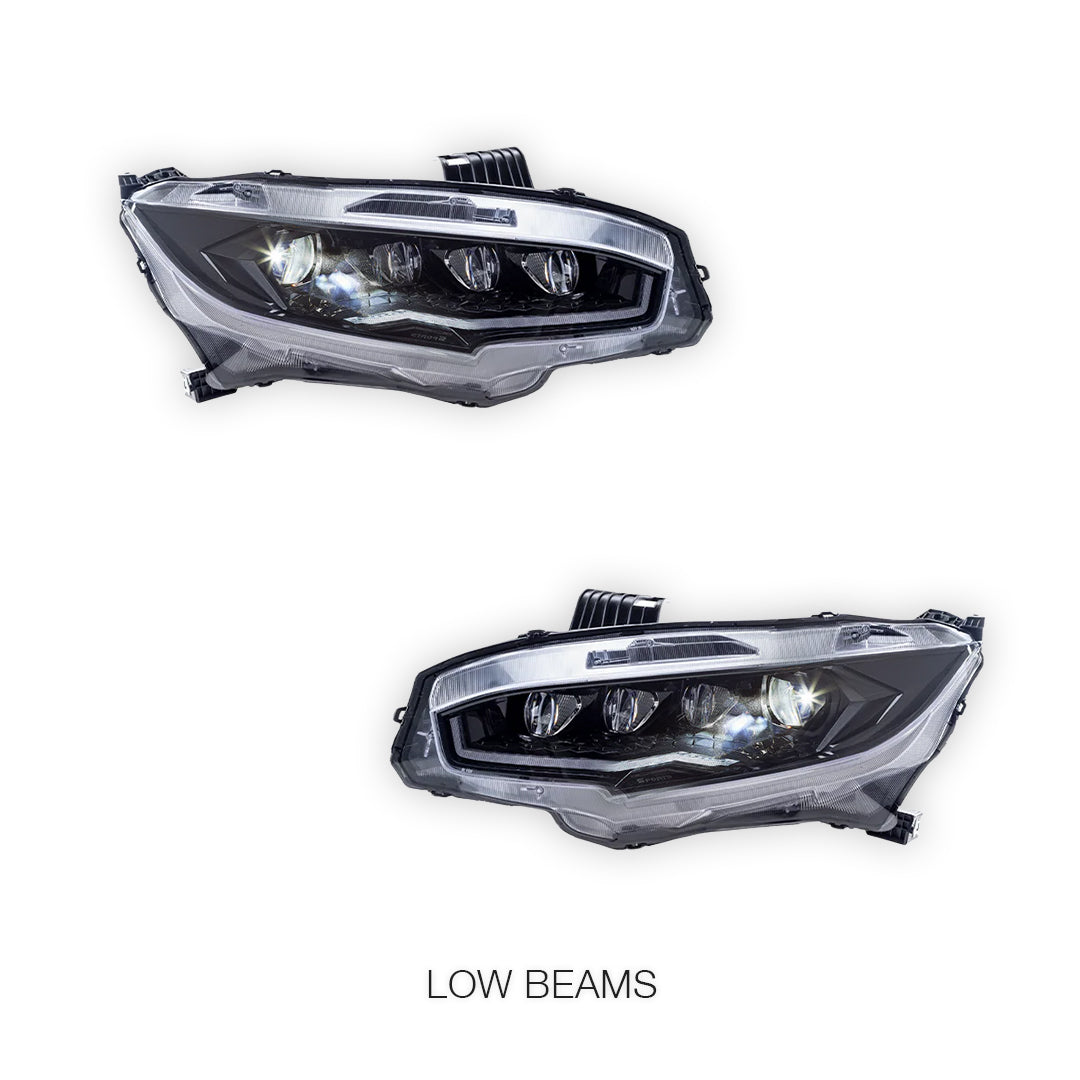 Honda Civic FC / FK (2016 - 2021) Black LED DRL Projector Headlights LH + RH