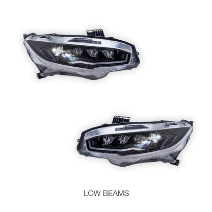 Honda Civic FC / FK (2016 - 2021) Black LED DRL Projector Headlights LH + RH