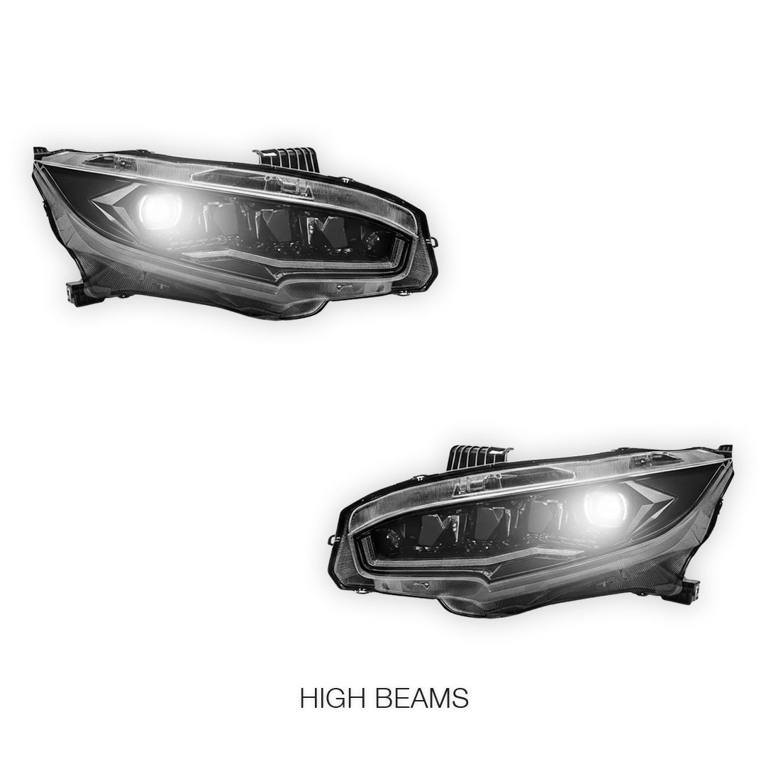Honda Civic FC / FK (2016 - 2021) Black LED DRL Purple Projector Headlights LH + RH