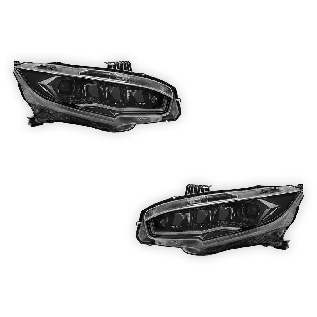 Honda Civic FC / FK (2016 - 2021) Black LED DRL Purple Projector Headlights LH + RH