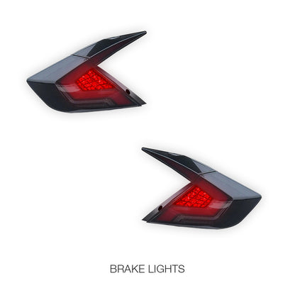 Honda Civic FK4 / FK7 / FK8 (2016 - 2018) Smoked Sequential LED Tail Lights LH + RH