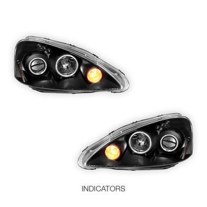 Honda Integra DC5 (2004 - 2006) Black CCFL Angel Eyes Halo Projector Headlights LH + RH