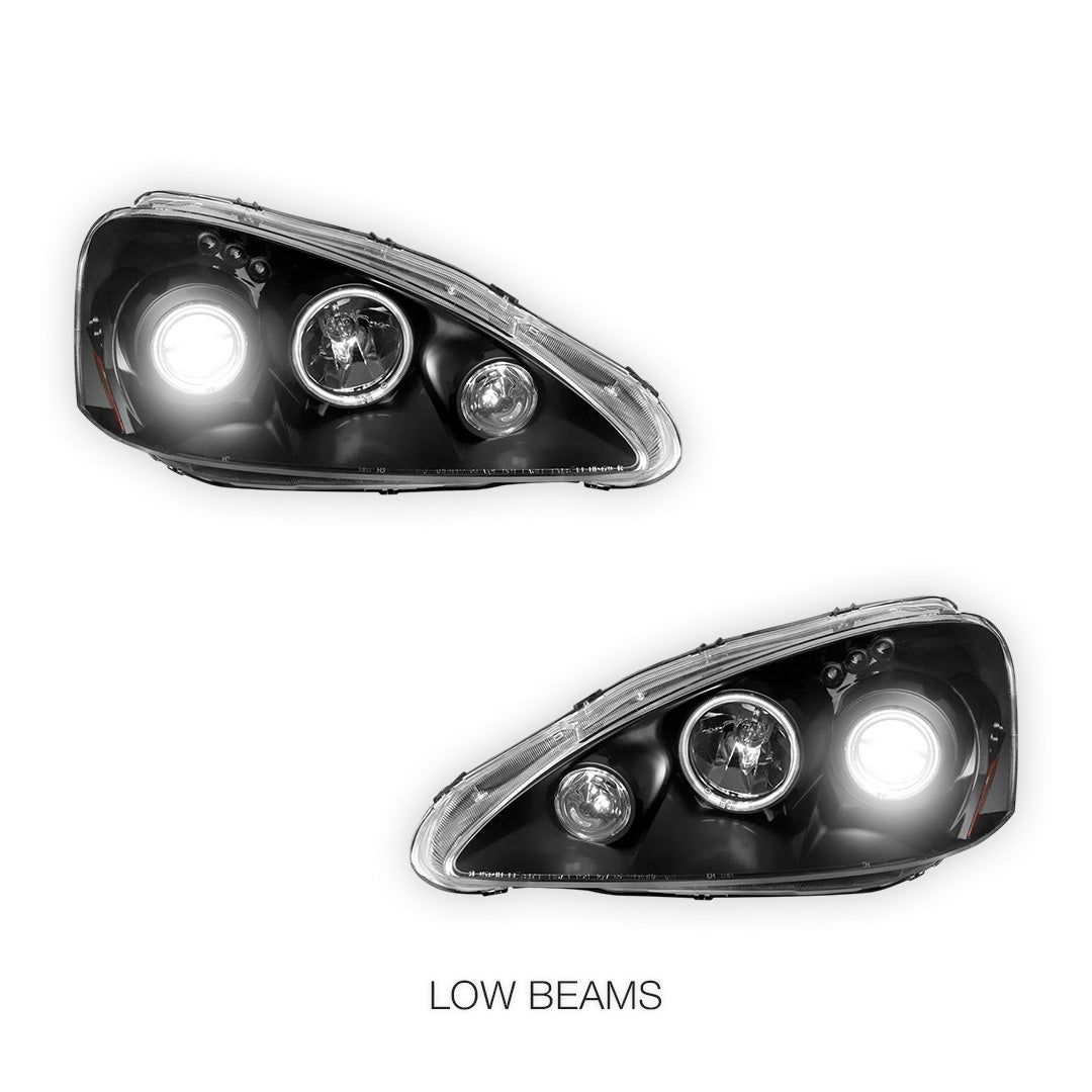 Honda Integra DC5 (2004 - 2006) Black CCFL Angel Eyes Halo Projector Headlights LH + RH