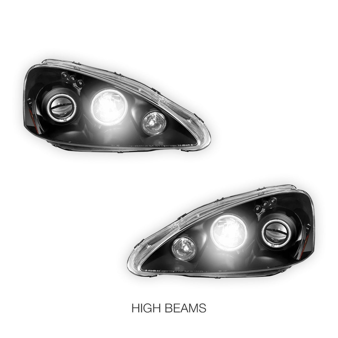 Honda Integra DC5 (2004 - 2006) Black CCFL Angel Eyes Halo Projector Headlights LH + RH