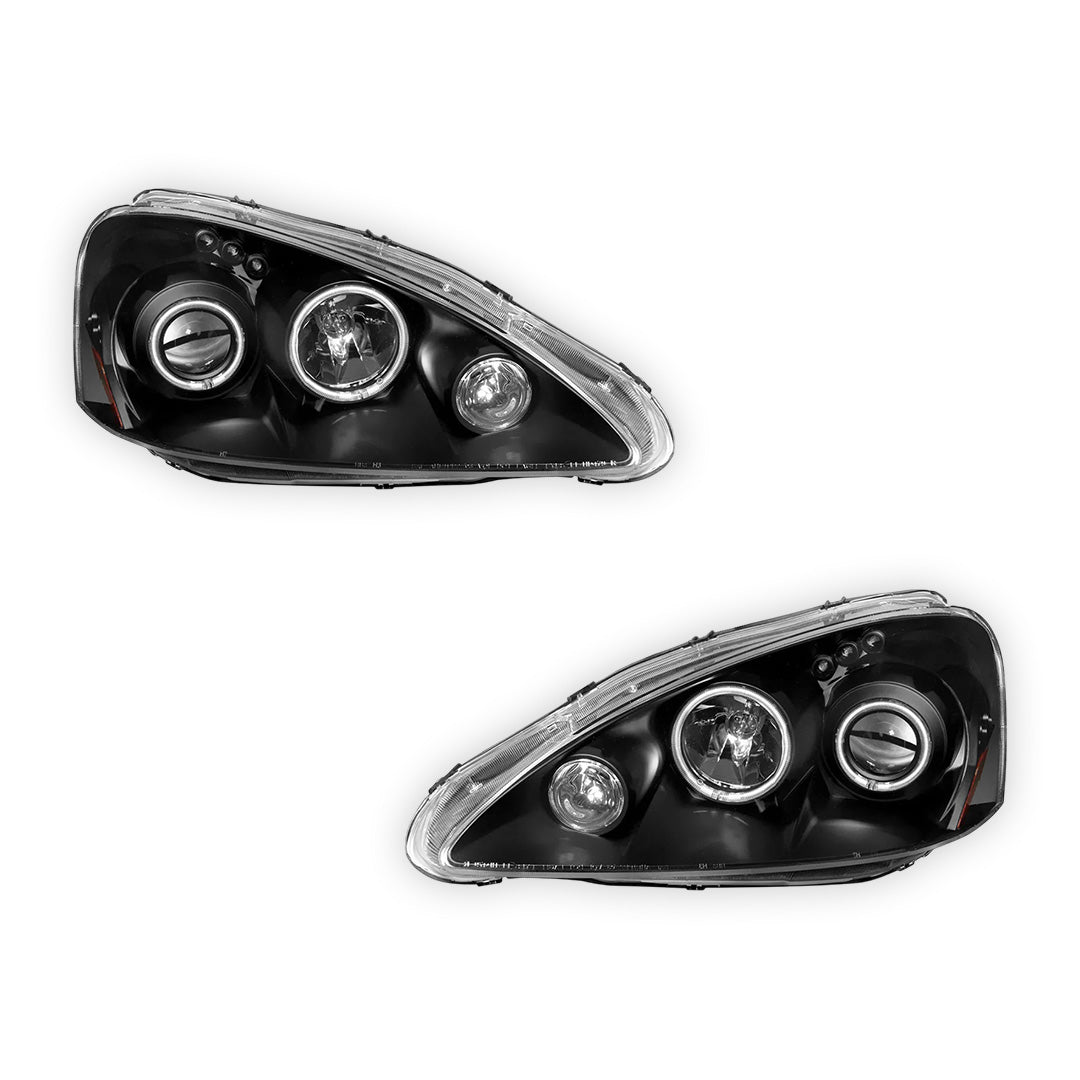 Honda Integra DC5 (2004 - 2006) Black CCFL Angel Eyes Halo Projector Headlights LH + RH