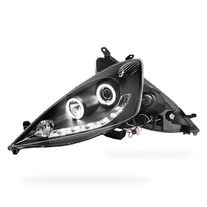 Honda Jazz Fit GE (2008 - 2011) Black LED DRL & CCFL Angel Eyes Projector Headlights LH + RH