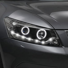 Honda Accord Euro CU (2008 - 2013) Black LED DRL & High Power Angel Eyes Style Projector Headlights LH + RH