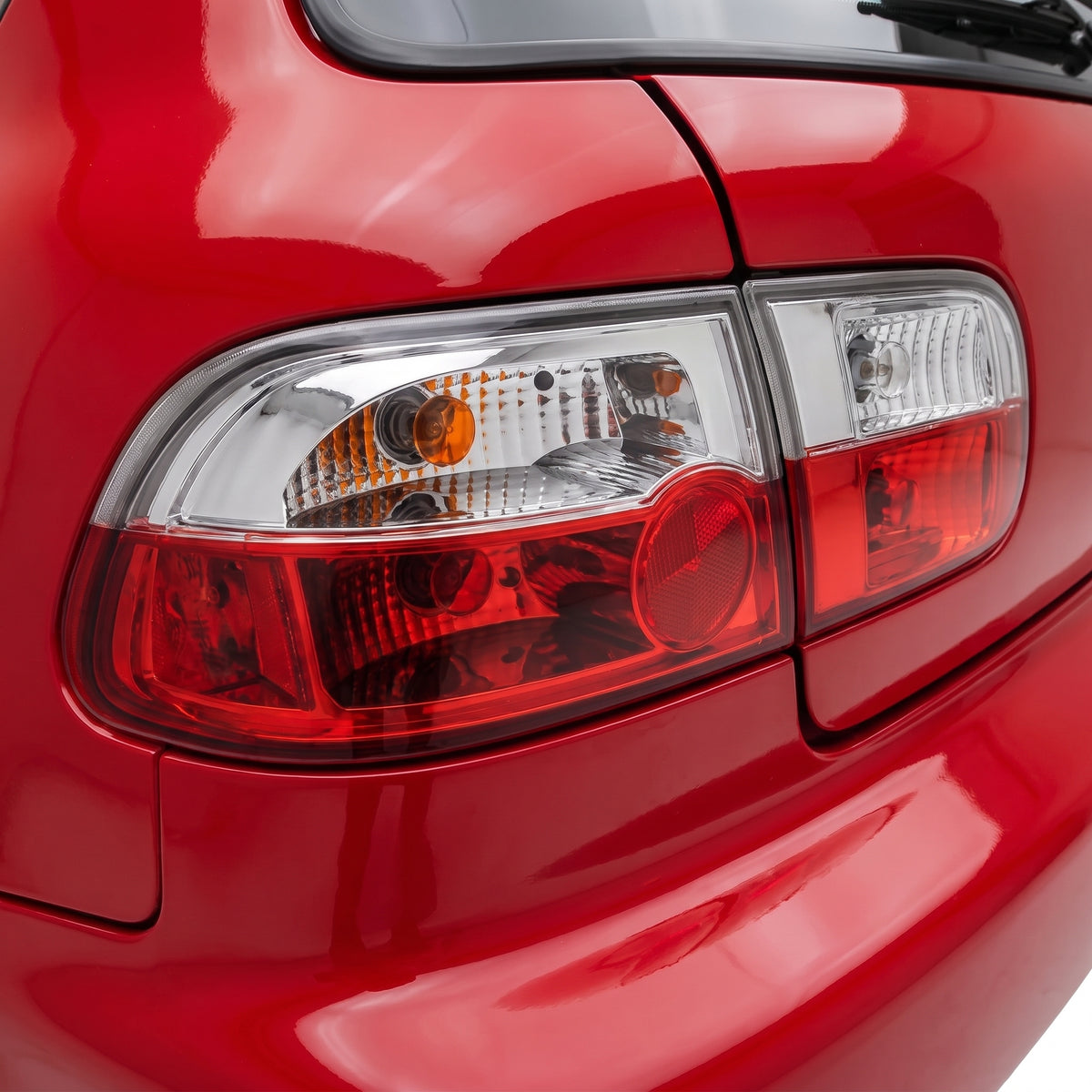 Honda Civic EG Hatchback (1992 - 1995) Altezza Style OEM Style Tail Lights LH + RH installed close-up