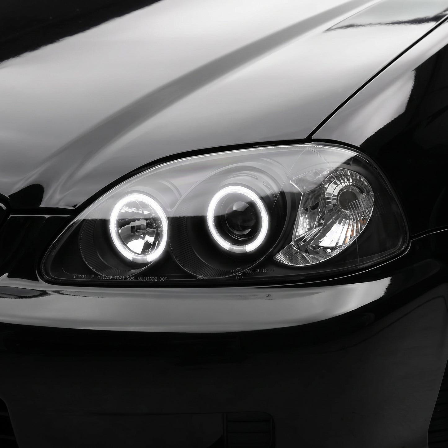 Honda Civic EK (1999 - 2000) Black CCFL Angel Eyes Projector Headlights LH + RH