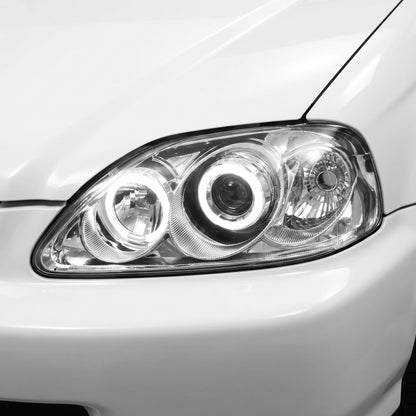 Honda Civic EK (1999 - 2000) Crystal Clear Angel-Eyes Projector Headlights LH + RH