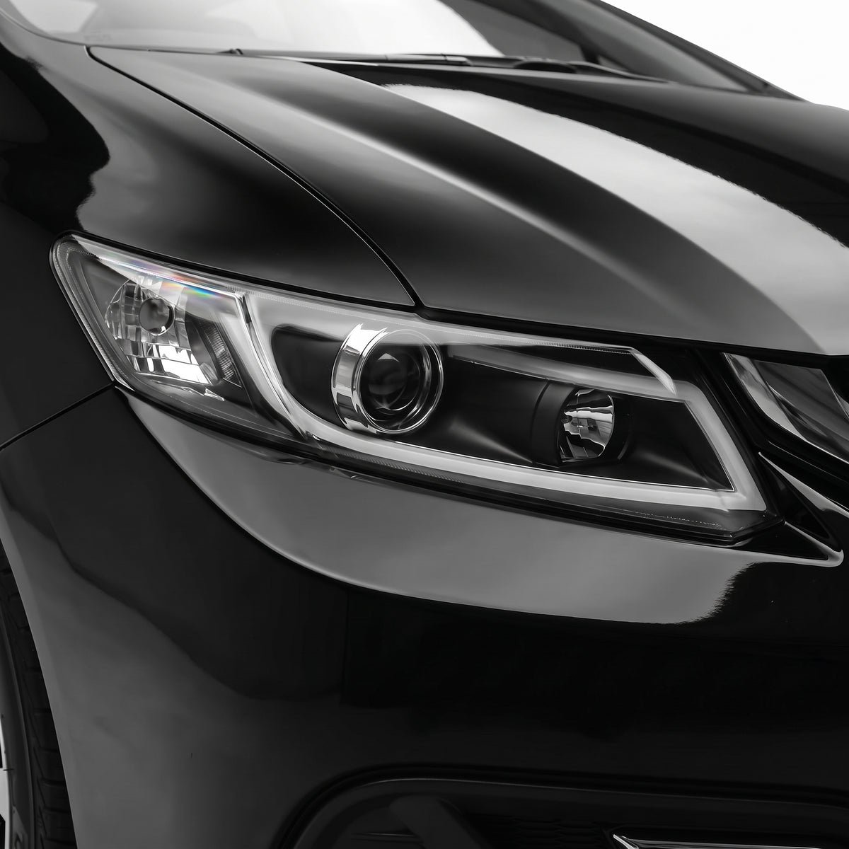 Honda Civic FB (2012 - 2016) 3D DRL Projector Headlights LH + RH installed close-up