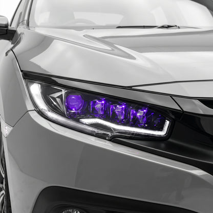 Honda Civic FC / FK (2016 - 2021) Black LED DRL Purple Projector Headlights LH + RH