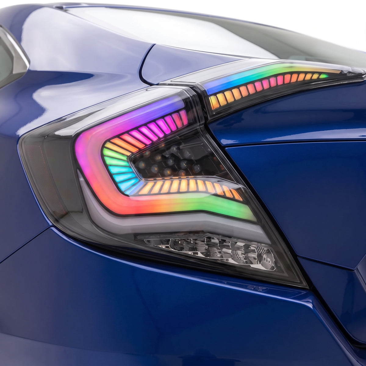 Honda Civic FC Sedan (2016 - 2018) RGB Sequential LED Tail Lights LH + RH installed close-up