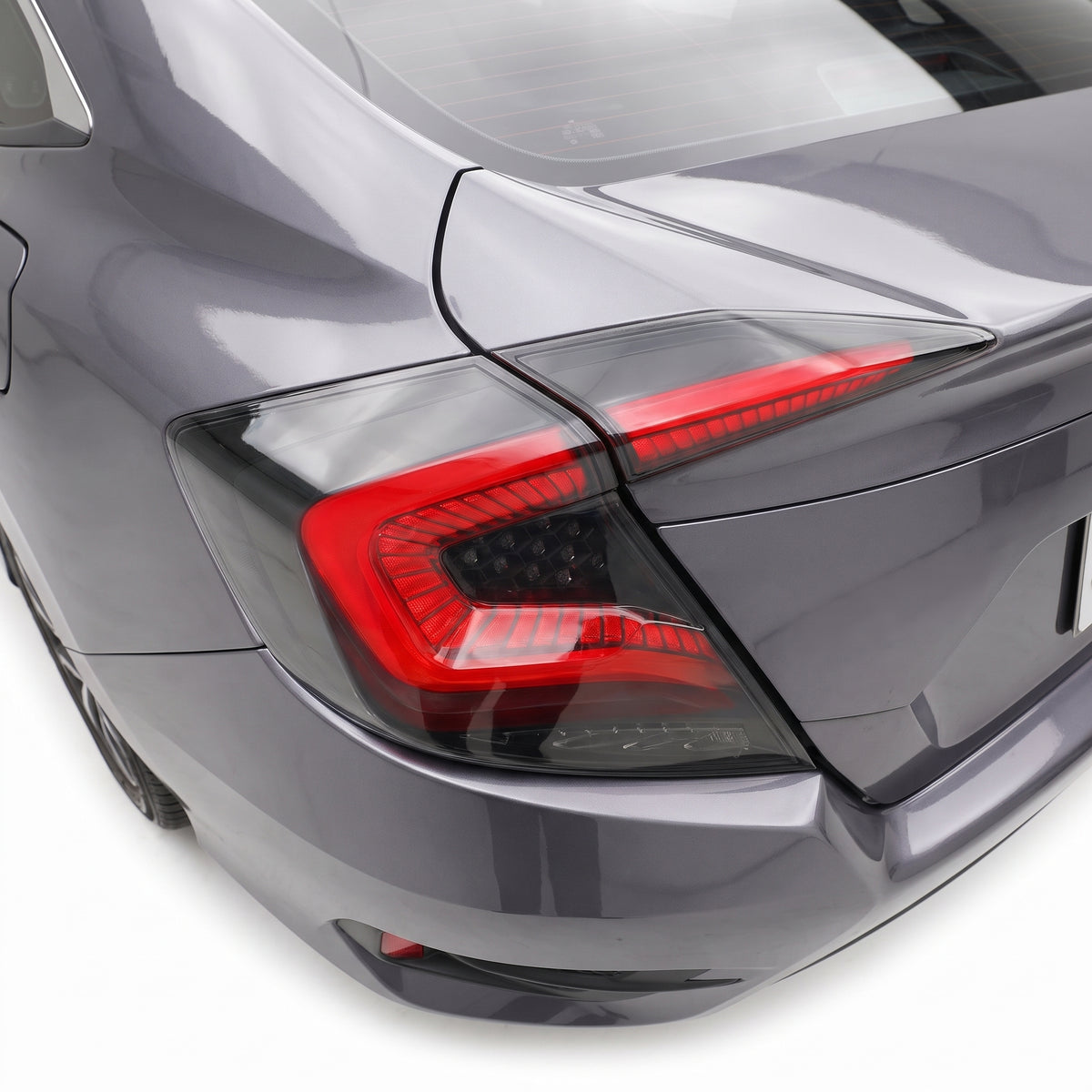 Honda Civic FC Sedan (2016 - 2018) Sequential Smoked LED Tail Lights LH + RH installed close-up