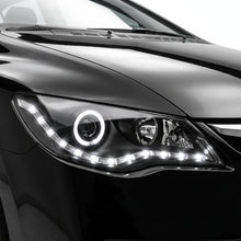 Honda Civic FD Sedan (2006 - 2012) Black LED DRL & Angel Eyes Projector Headlights LH + RH