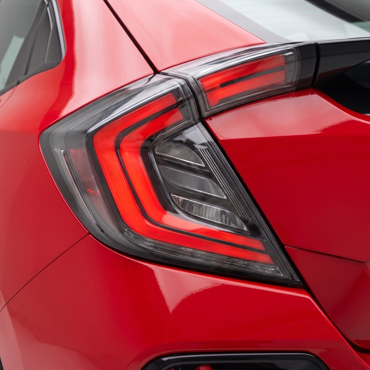 Honda Civic FK4 / FK7 / FK8 (2016 - 2018) Clear Sequential LED Tail Lights LH + RH installed close-up