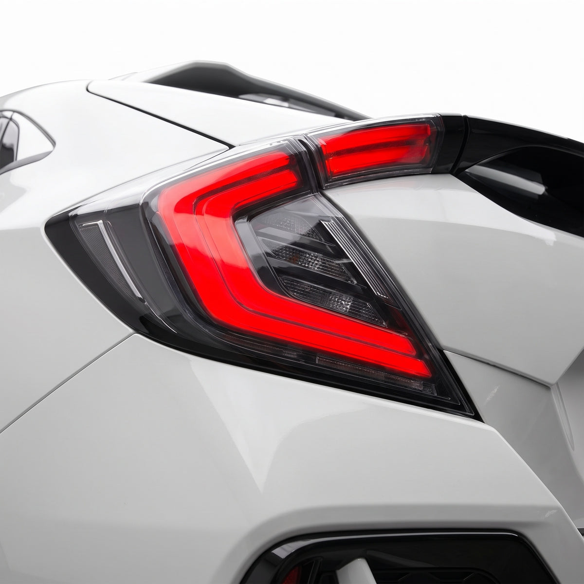 Honda Civic FK4 / FK7 / FK8 (2016 - 2019) Clear Sequential LED Tail Lights LH + RH installed close-up