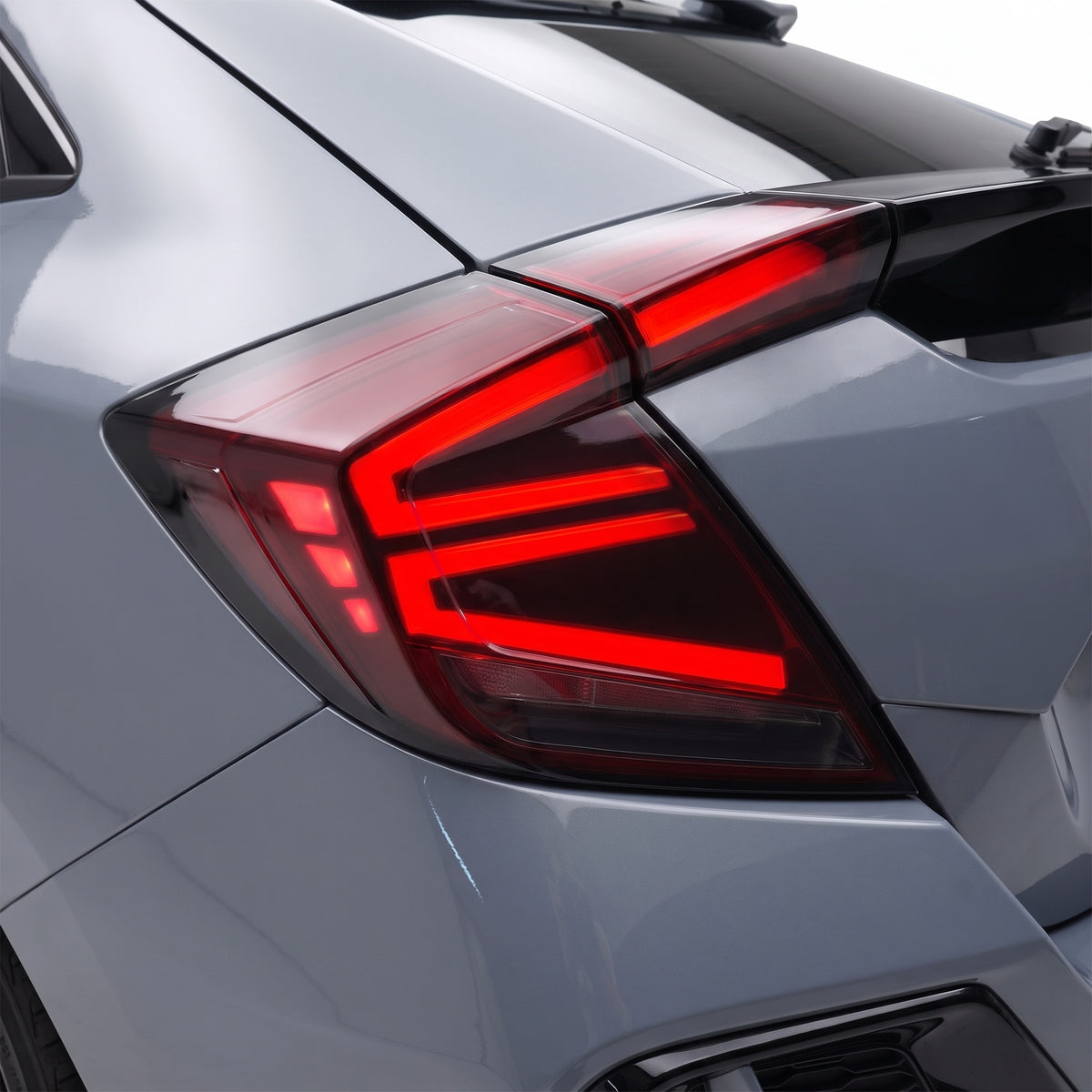 Honda Civic FK4 / FK7 / FK8 (2016 - 2020) Red Sequential LED Tail Lights LH + RH installed close-up