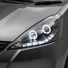 Honda Jazz Fit GE (2008 - 2011) Black LED DRL & CCFL Angel Eyes Projector Headlights LH + RH