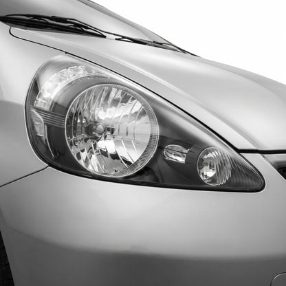 Honda Jazz GD Hatch (2004 - 2008) Black OEM Style Headlights LH + RH installed close-up