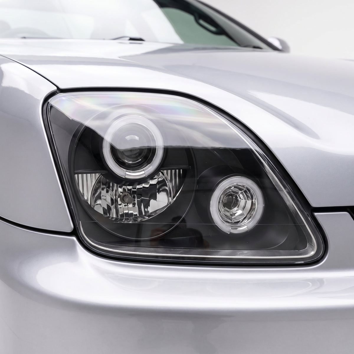 Honda Prelude (1997 - 2001) CCFL Angel-Eyes Projector Headlights LH + RH installed close-up