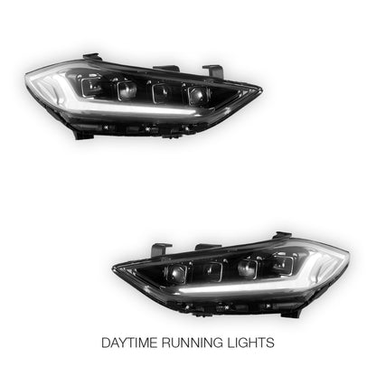 Hyundai Elantra AD Series 1 (2016 - 2017) Black Animation DRL Projector Sequential Headlights LH + RH