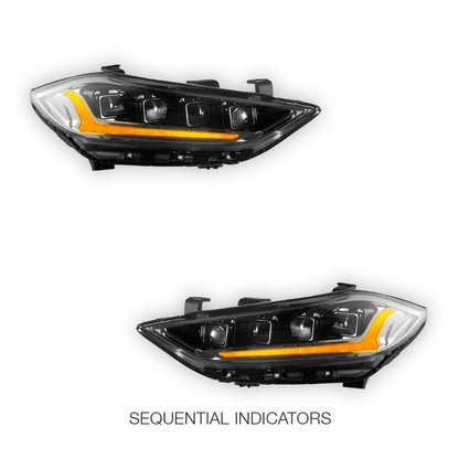 Hyundai Elantra AD Series 1 (2016 - 2017) Black Animation DRL Projector Sequential Headlights LH + RH