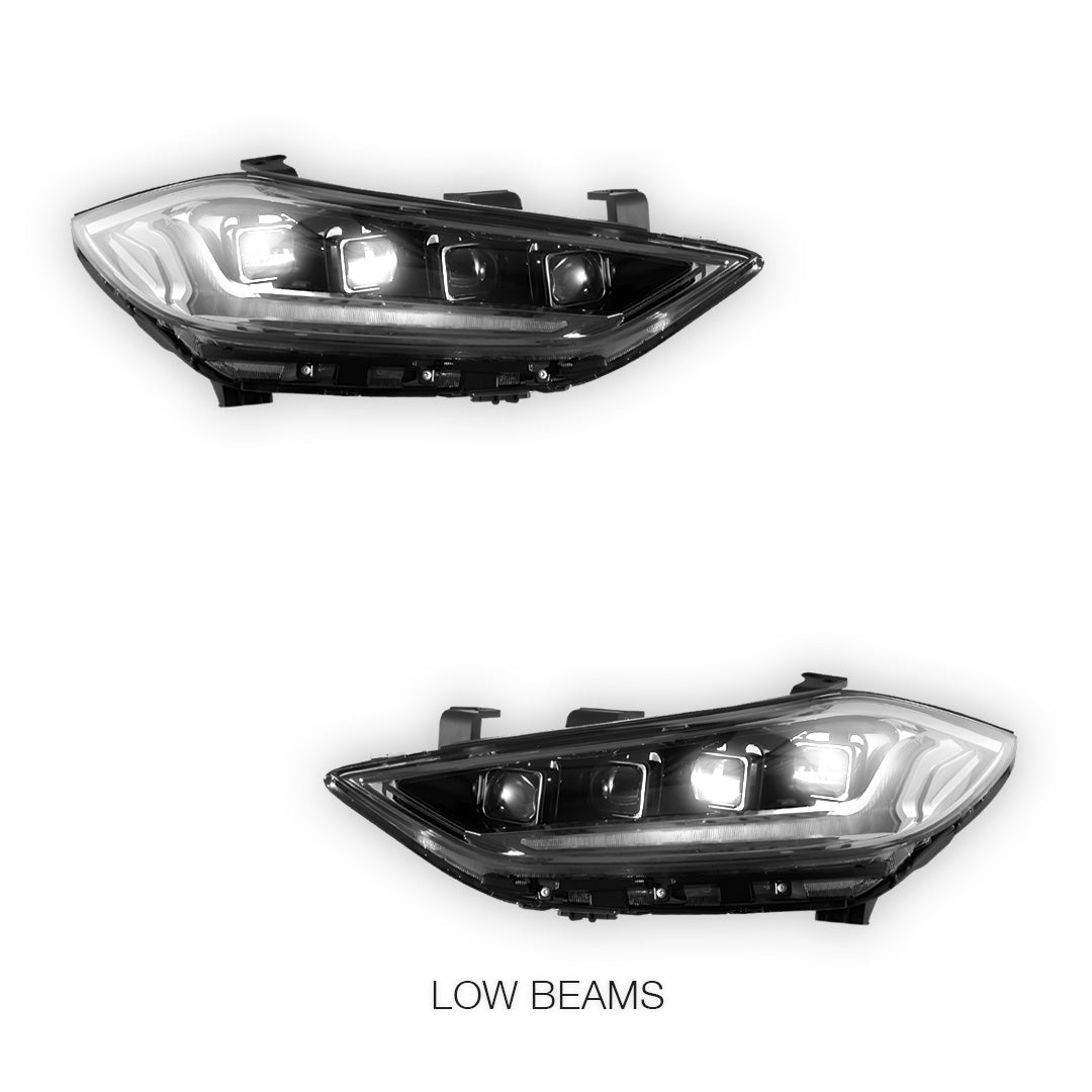 Hyundai Elantra AD Series 1 (2016 - 2017) Black Animation DRL Projector Sequential Headlights LH + RH