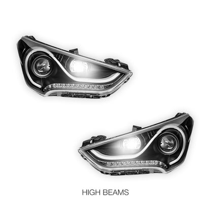 Hyundai Veloster FS (2011 - 2017) Black 3D Stripe Bar DRL Projector With LED Indicators Headlights LH + RH