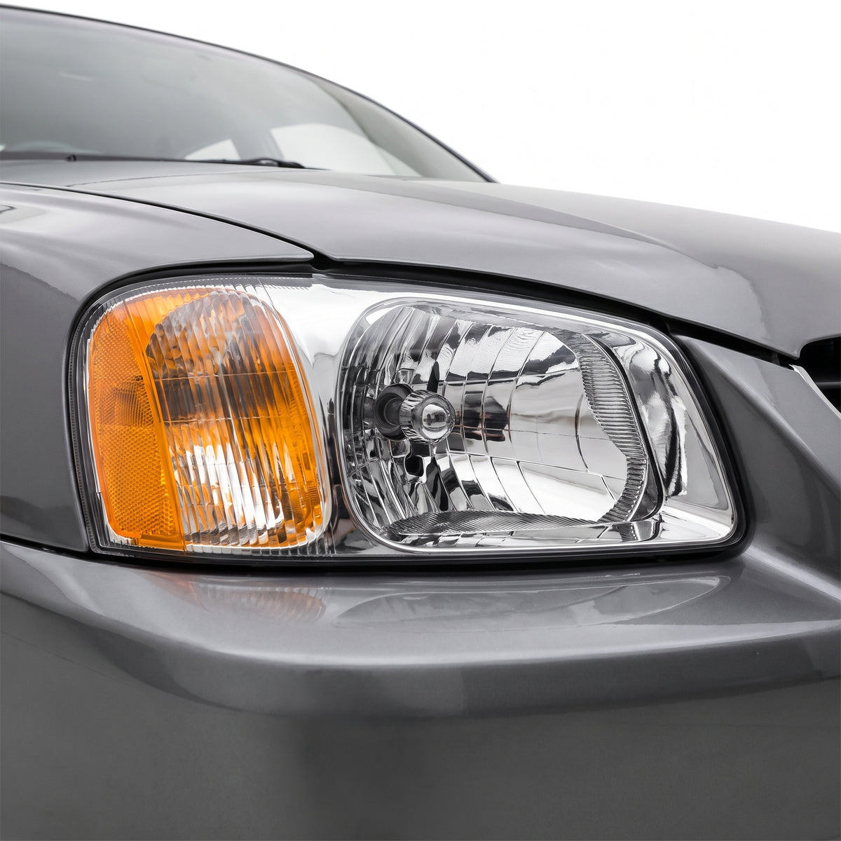 Hyundai Accent LC (2002 - 2006) OEM Style Headlights LH + RH installed close-up