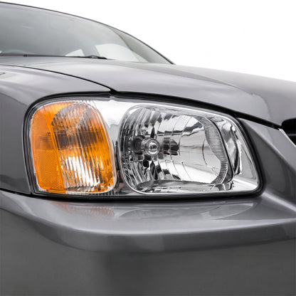 Hyundai Accent LC (2002 - 2006) OEM Style Headlights LH + RH installed close-up
