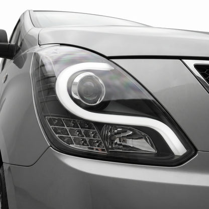 Hyundai iLoad / iMax TQ (2008 - 2018) LED DRL Projector Headlights LH + RH installed close-up
