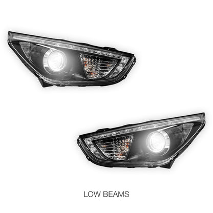Hyundai ix35 LM (2010 - 2013) Black DRL Dual Beam Projector Headlights LH + RH