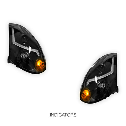 Infiniti G35 V35 Coupe (2001 - 2006) Black R35 GTR Style 3D LED DRL Projector Headlights LH + RH