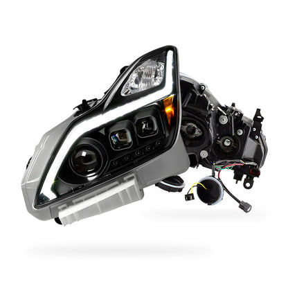Infiniti G37 Coupe (2012 - 2013) Black GTR R35 Style LED DRL Dual Projector With Sequential Indicator Headlights LH + RH