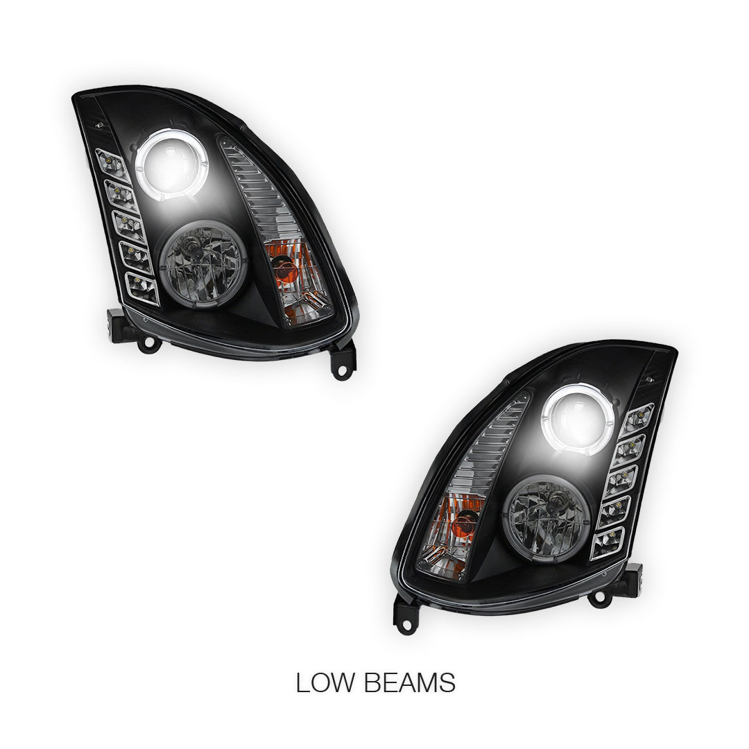 Infiniti G Line G35 Coupe (2003 - 2008) Black LED DRL Projector Headlights LH + RH