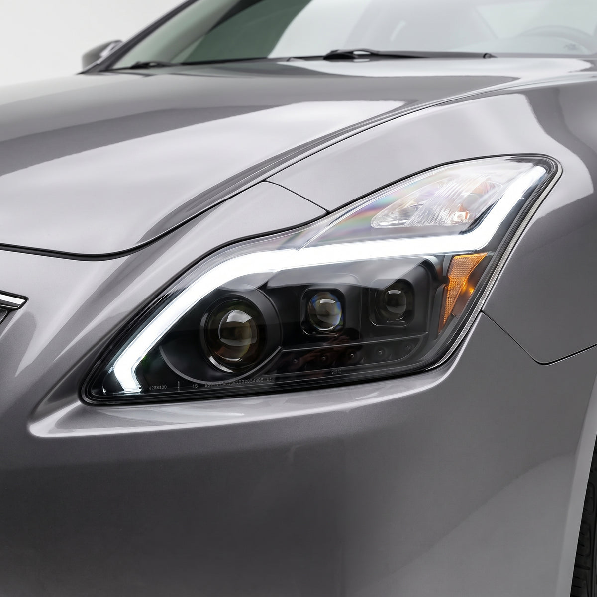 Infiniti G37 Coupe (2012 - 2013) Black GTR R35 Style LED DRL Dual Projector With Sequential Indicator Headlights LH + RH installed
